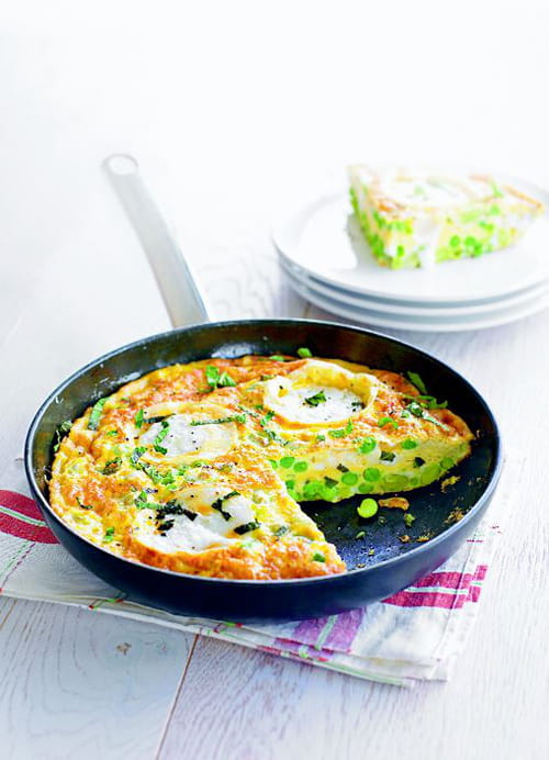 Frittata au chèvre et aux petits pois