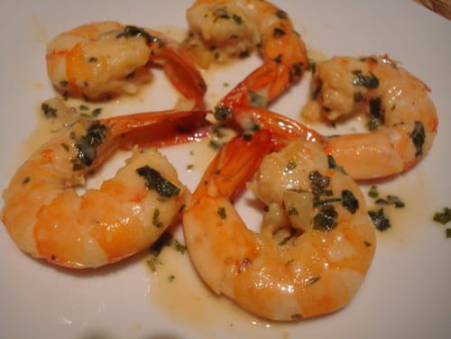 Crevettes flambées au muscat du cap Corse