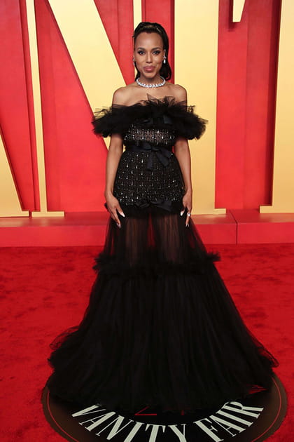 Kerry Washington en robe noire transparente Giambattista Valli