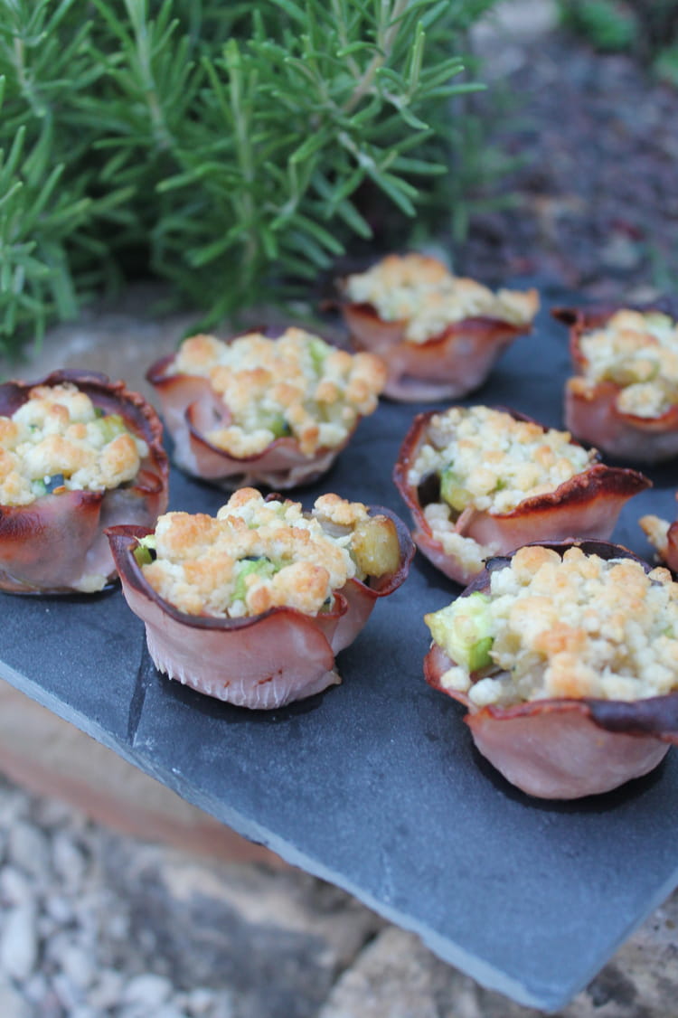 Recette de Bouchée au bacon courgette aubergines en crumble