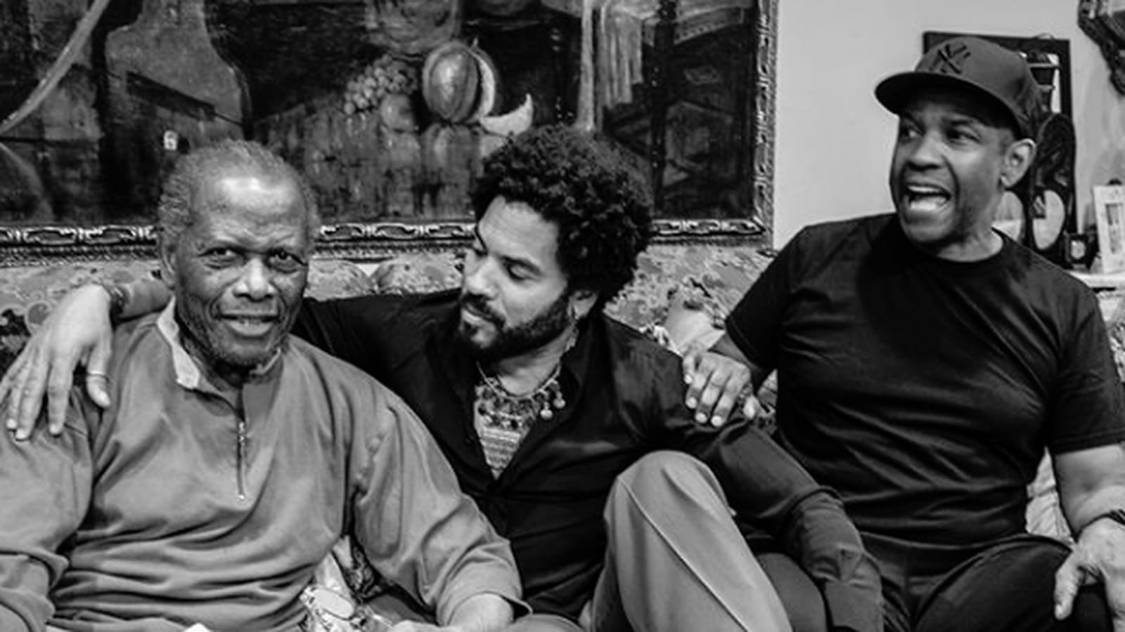 Sidney Poitier, Lenny Kravitz et Denzel Washington 