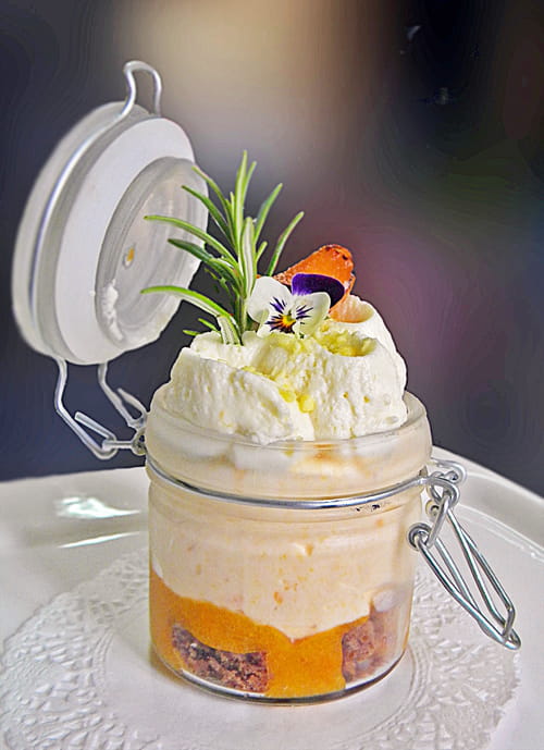 Verrine abricot romarin chocolat blanc coco