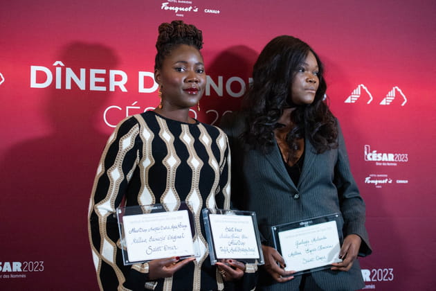 Alice Diop et Guslagie Malanda au d&icirc;ner des nomm&eacute;s des C&eacute;sar au Fouquet's