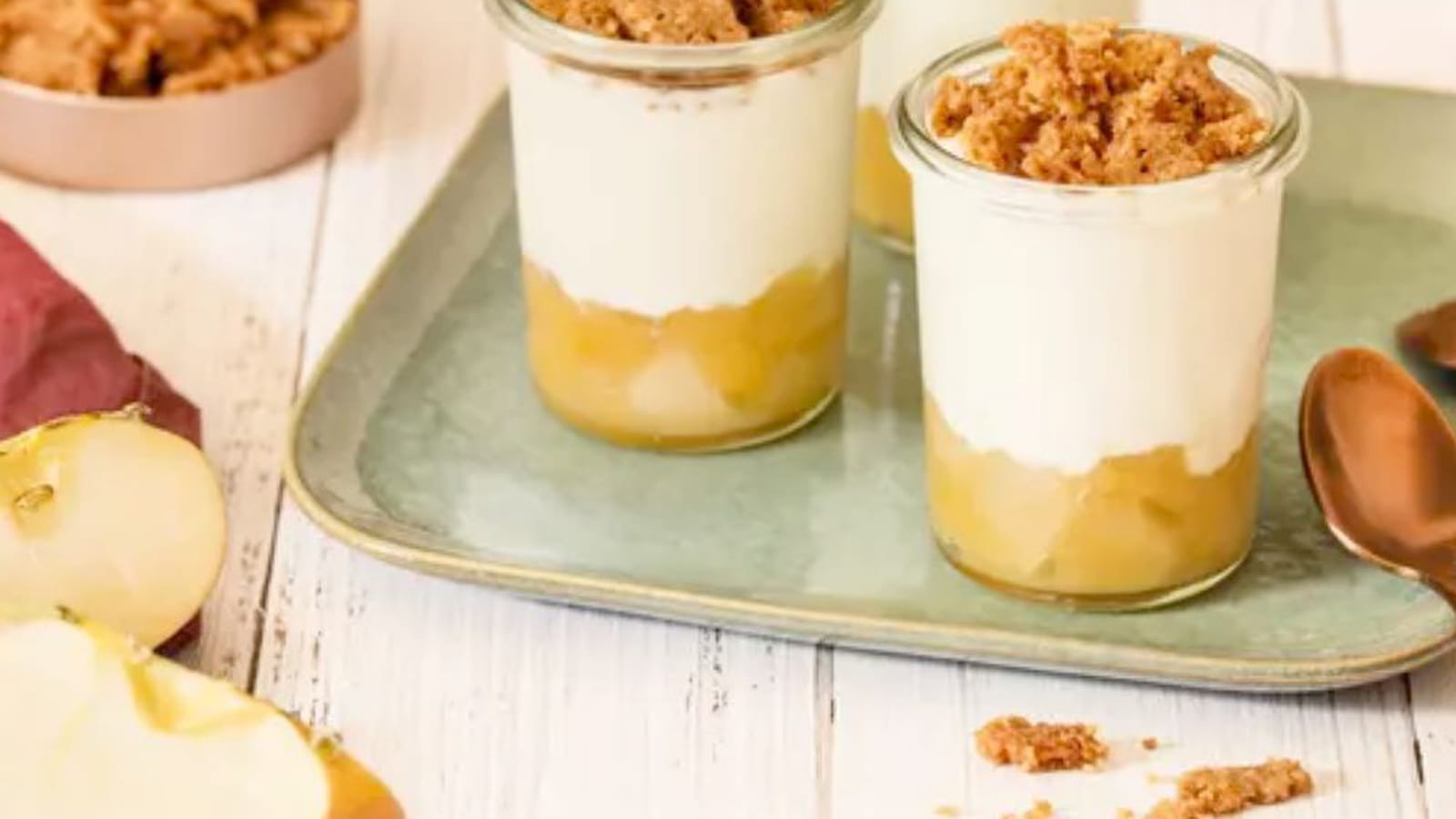 Verrines crumble pomme poire