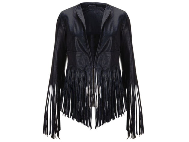 Veste cuir rock à franges
