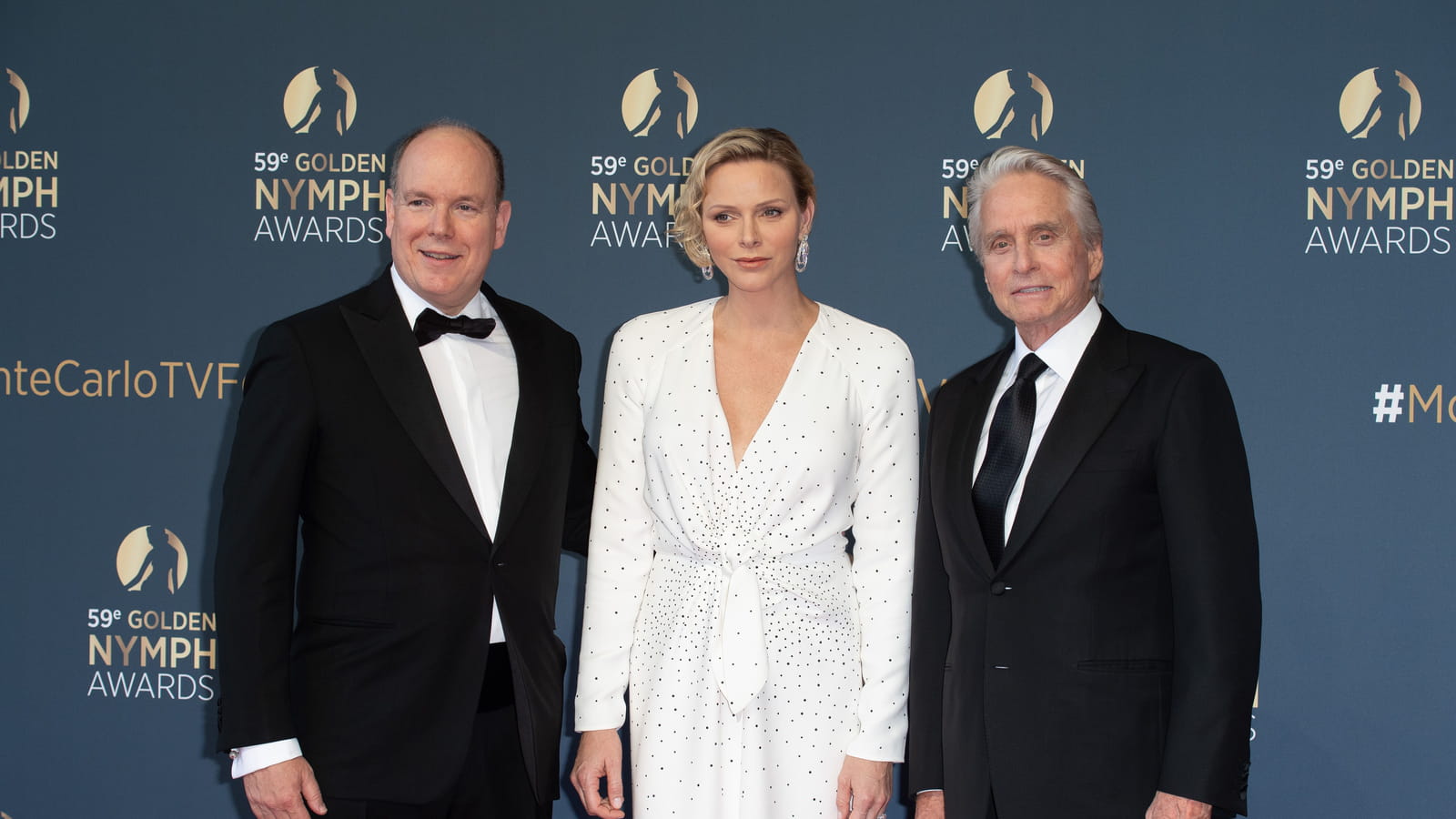 Prince Albert de Monaco, Charlène de Monaco et Michael Douglas