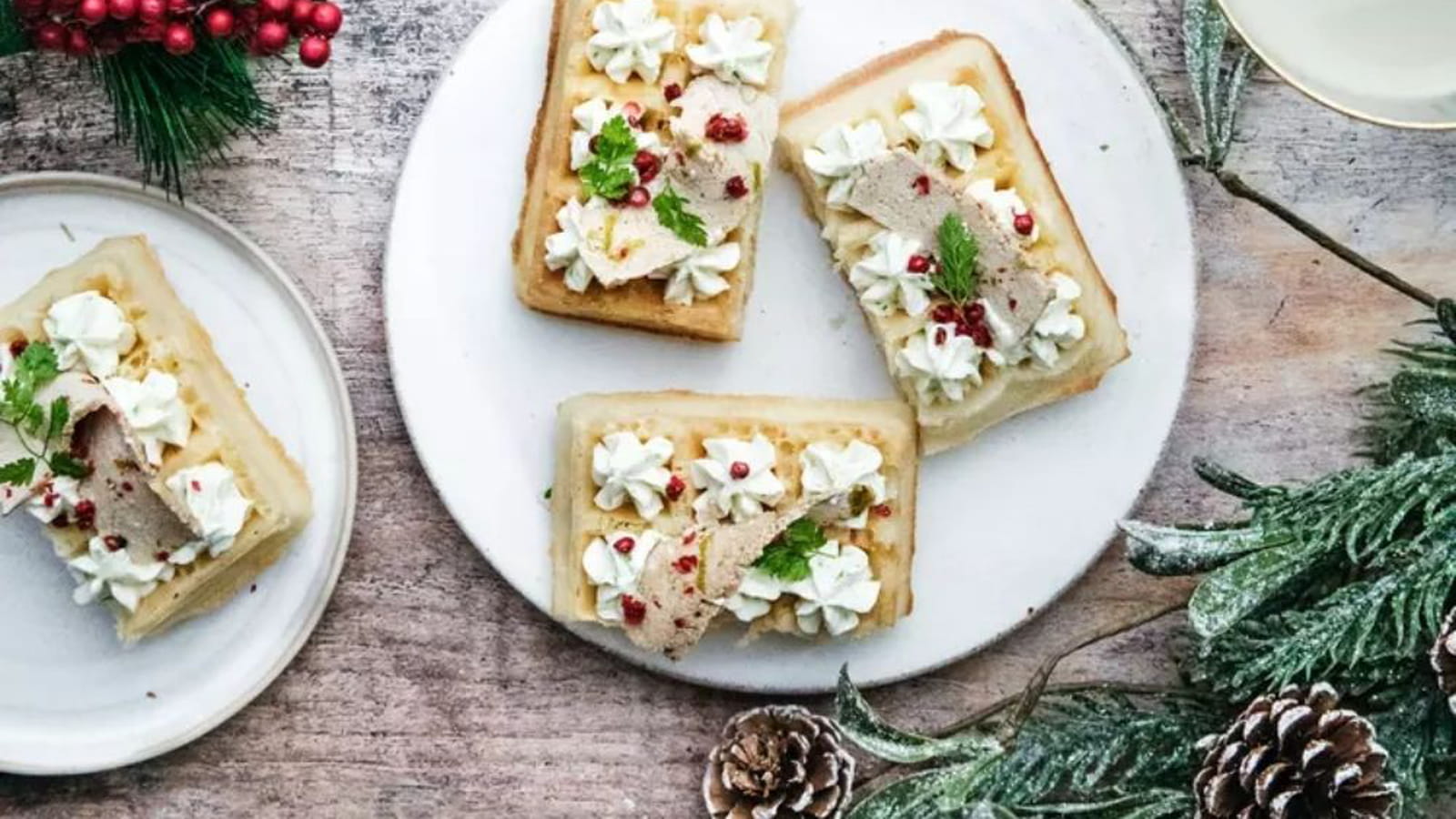 Gaufres au tofu mariné et chantilly coco citron vert