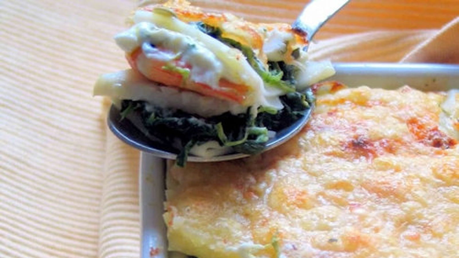 Lasagnes Saint-Jacques, crevettes, fenouil et pistache