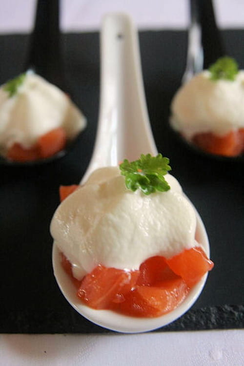 Cuillères de saumon, chantilly à la mandarine