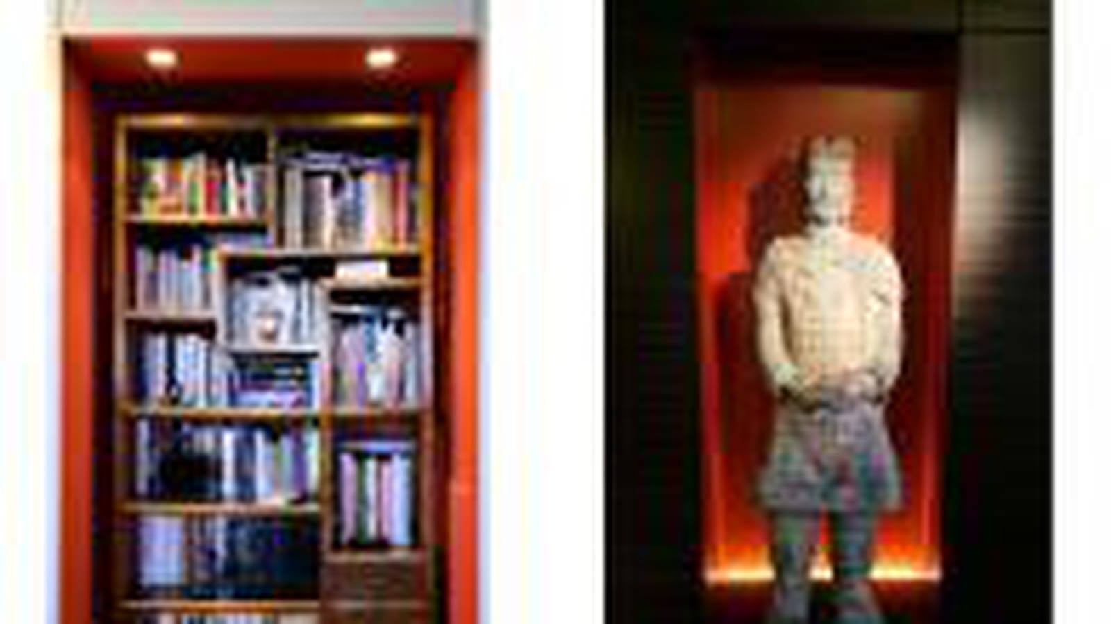 Bibliothèque et statue