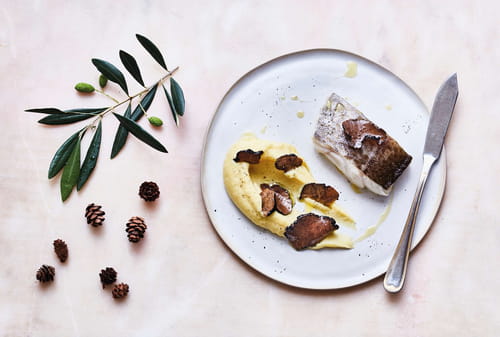 Cabillaud et purée de pomme de terre à la truffe