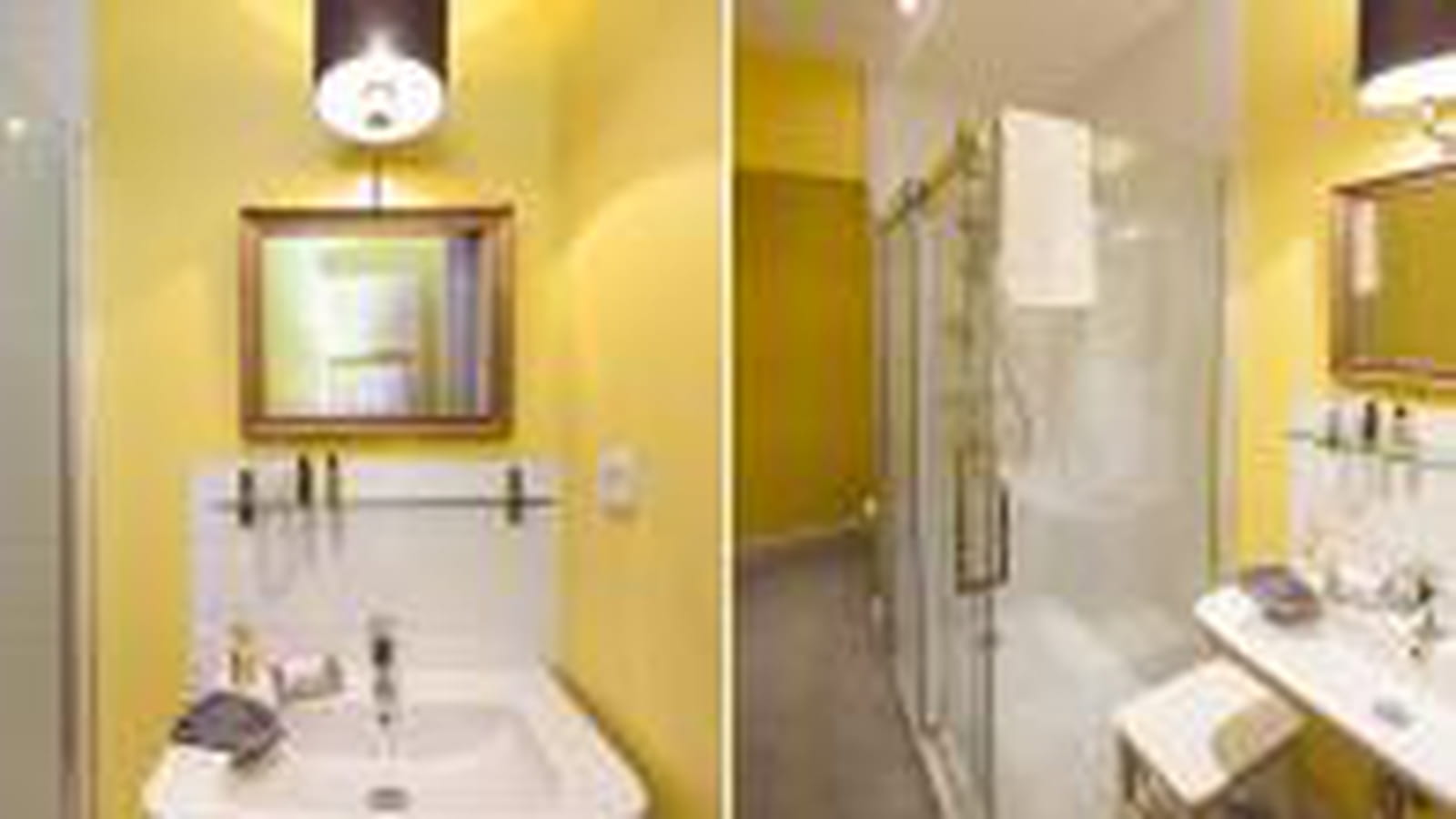Salle de bains jaune d'or