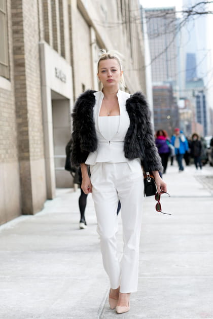 Street style &agrave; New York : le tailleur-pantalon blanc