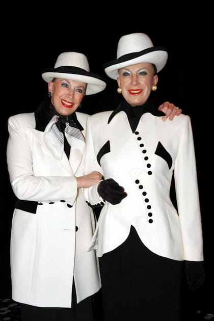 Geneviève de Fontenay en chapeau et veste bicolores