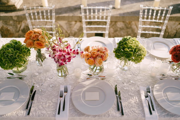 Déco de table de mariage colorée