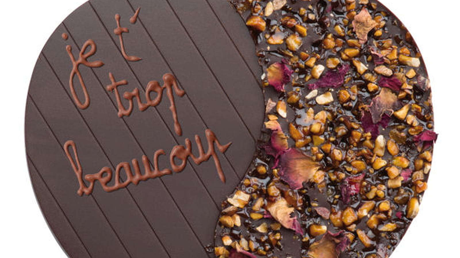 Plaque coeur au chocolat noir à personnaliser de Jeff de Bruges