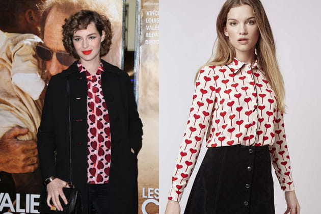 Louise Bourgoin : un chemisier en coeur