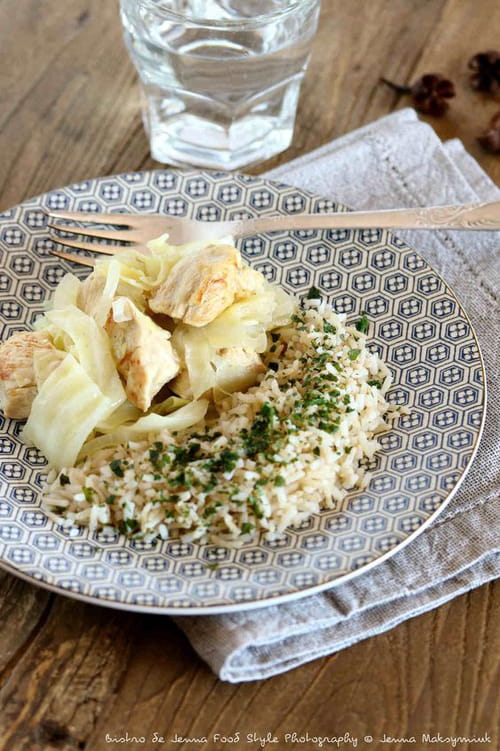 Blanc de poulet au chou vert et cumin