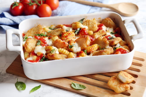 Gratin de gnocchis et Nuggets de poulet