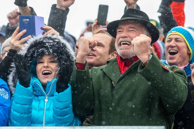 Arnold Schwarzenegger et sa compagne Heather Milligan, en feu &agrave; la neige