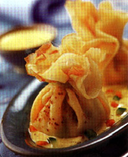 Aumônière au crabe et au beurre blanc