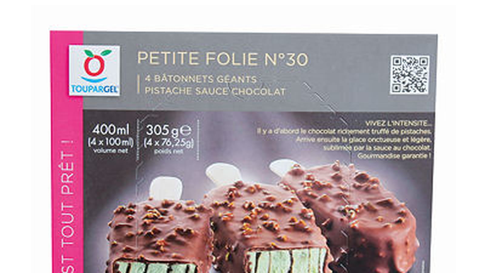 Bâtonnets Pistache sauce Chocolat Toupargel