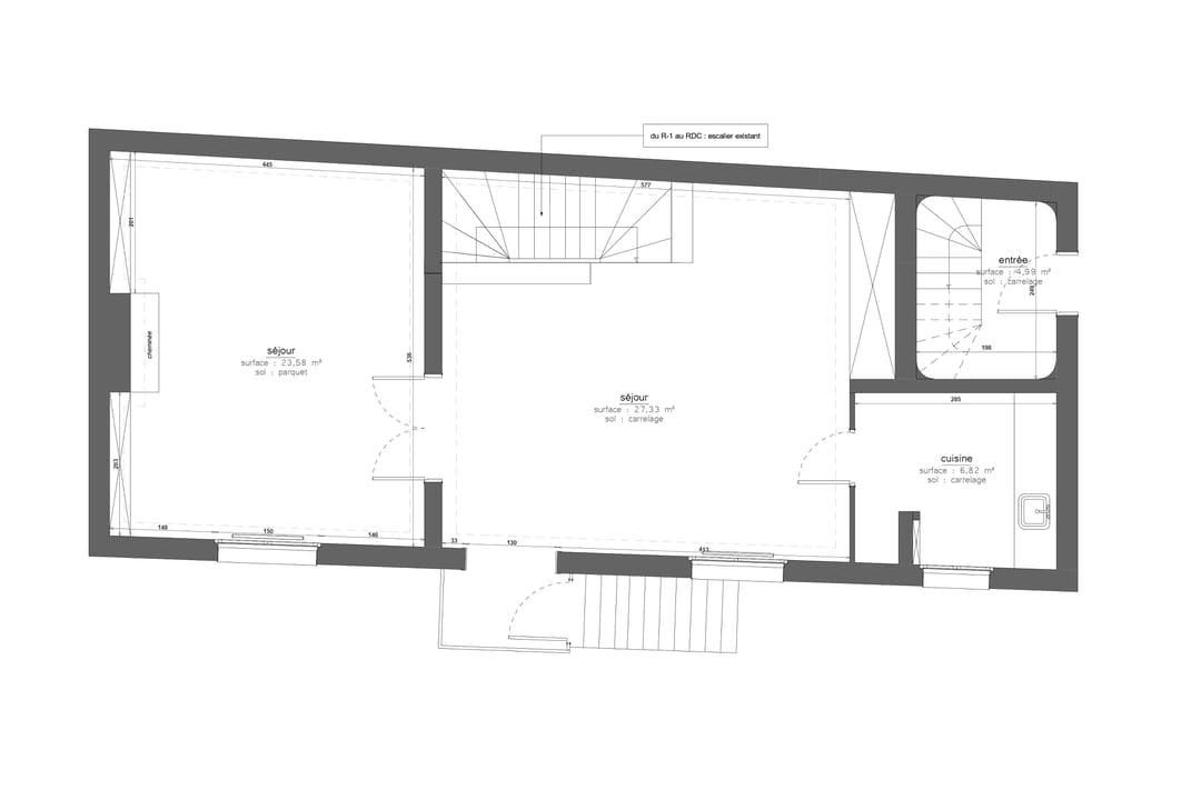 Le plan du rezdechaussée avant travaux