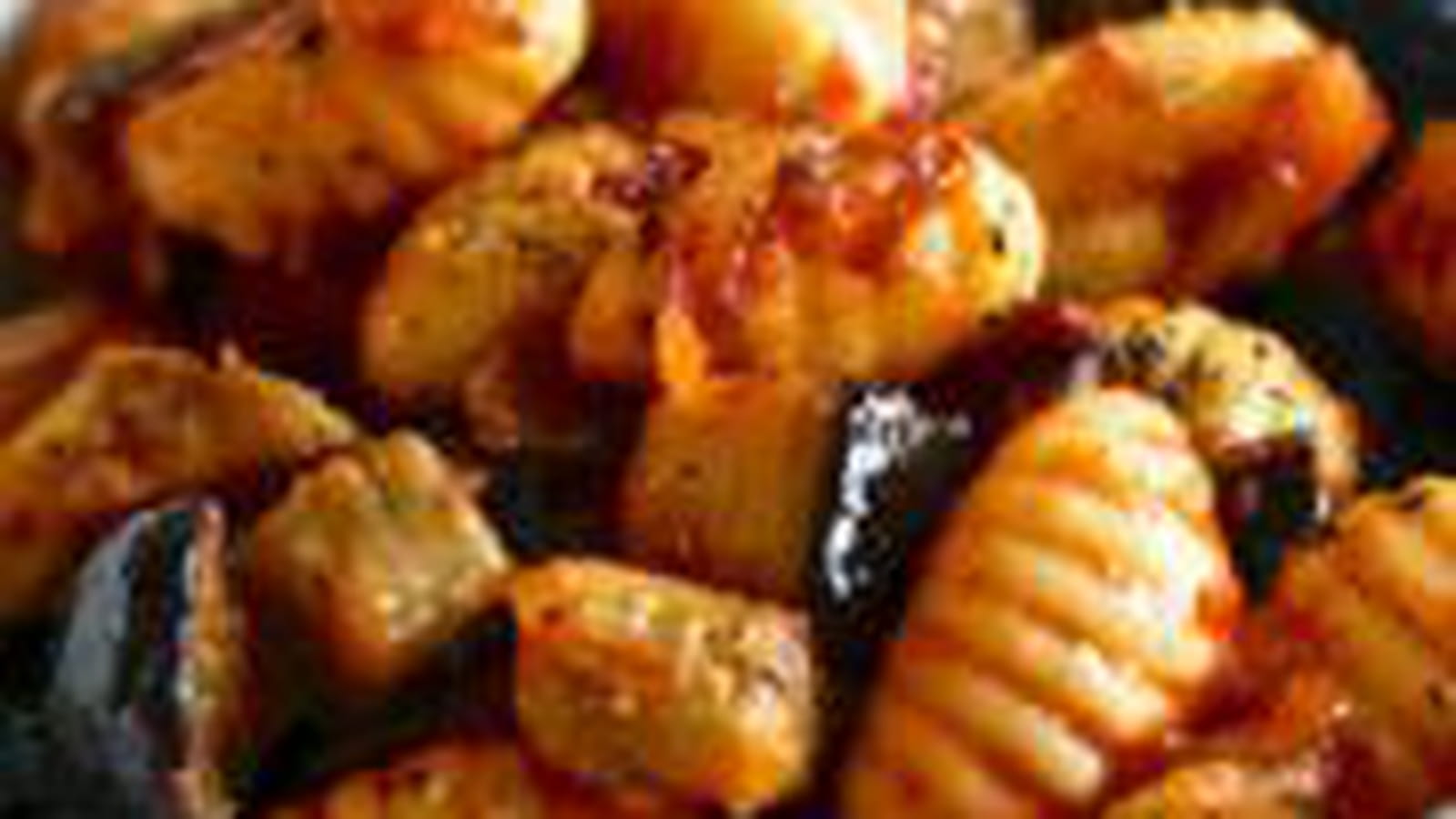 Gnocchis, Tomacouli et aubergine