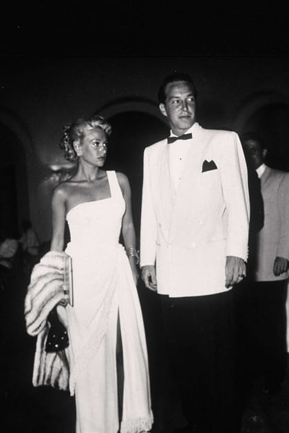 Avec Steve Crane, son premier mari, au Festival de Cannes. Mai 1949