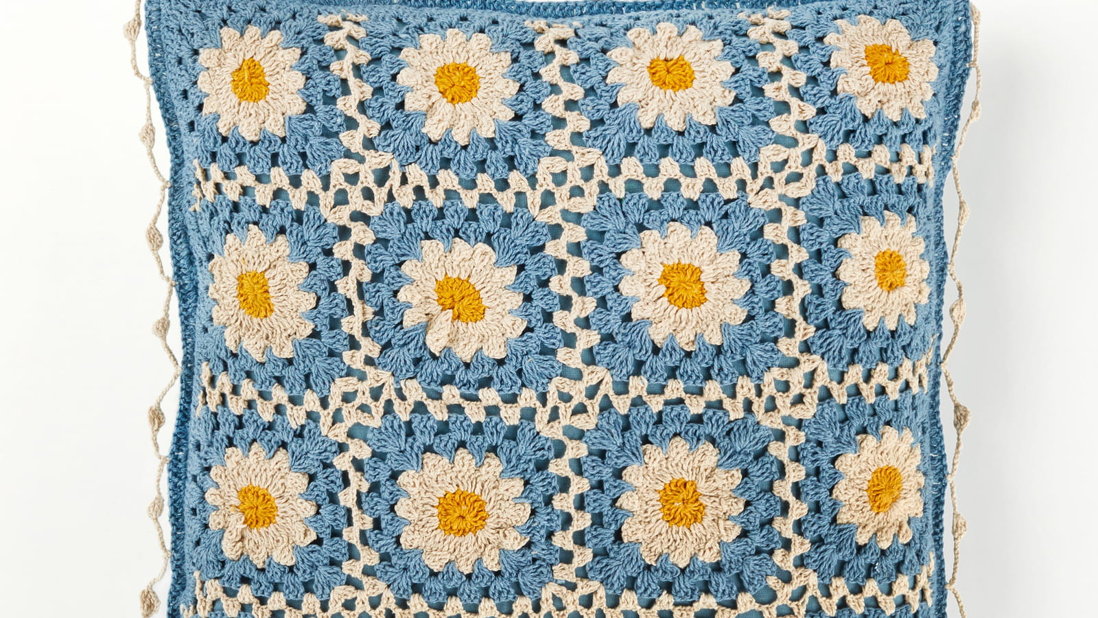 Housse de coussin bleue