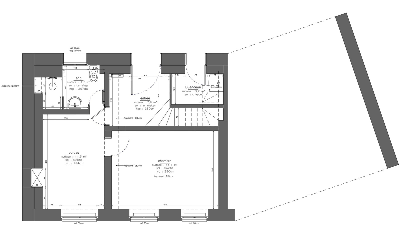 Plan existant rez-de-chaussée