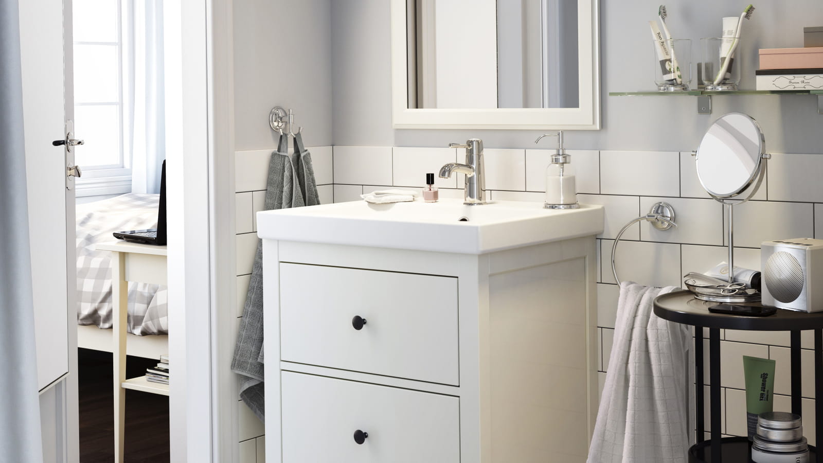 Meuble lavabo 2 tiroirs Ikea