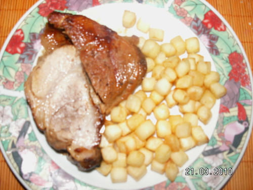 Rôti de porc au miel et moutarde