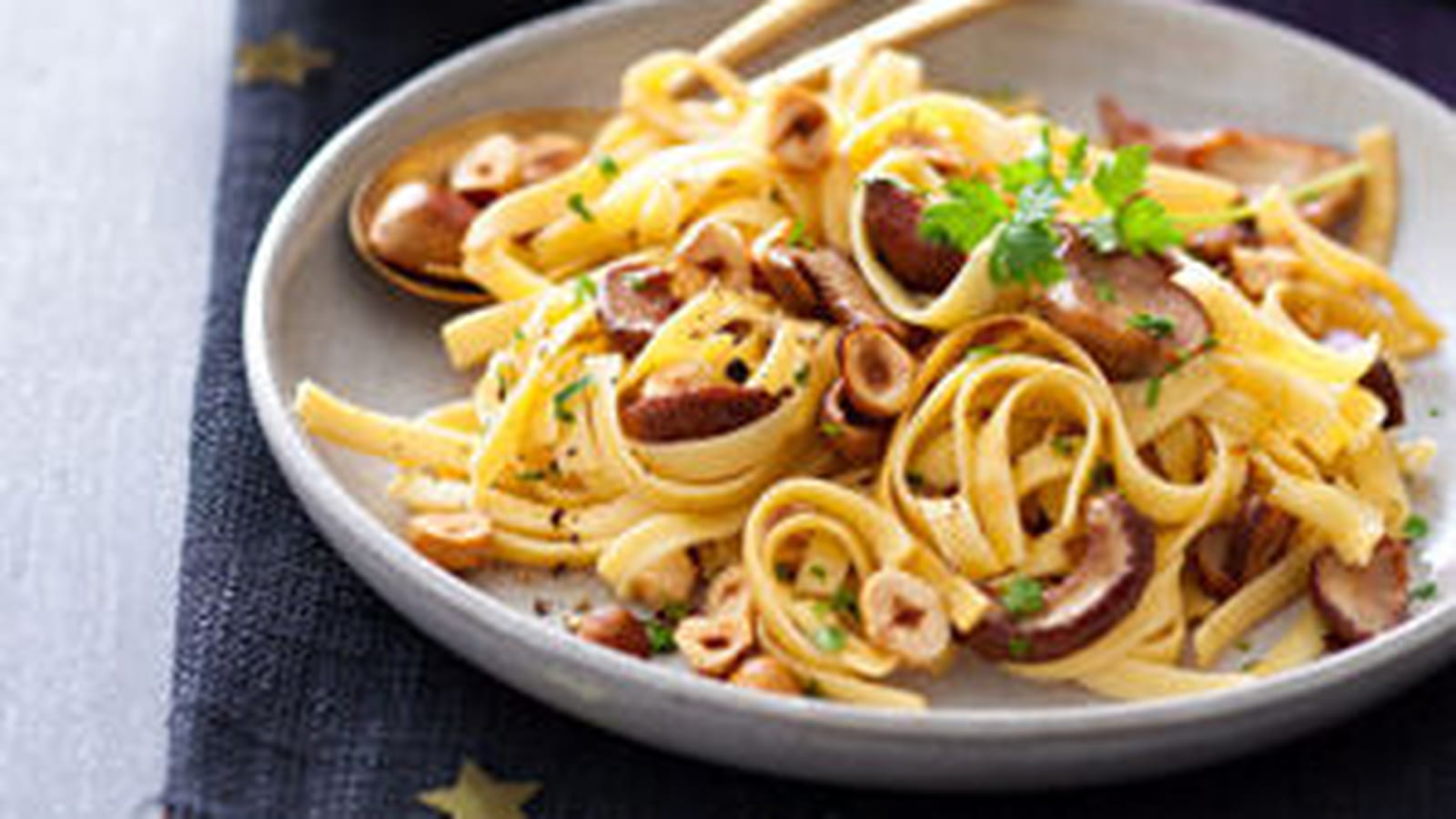 Tagliatelles aux cèpes et noisettes du Piémont, sans gluten