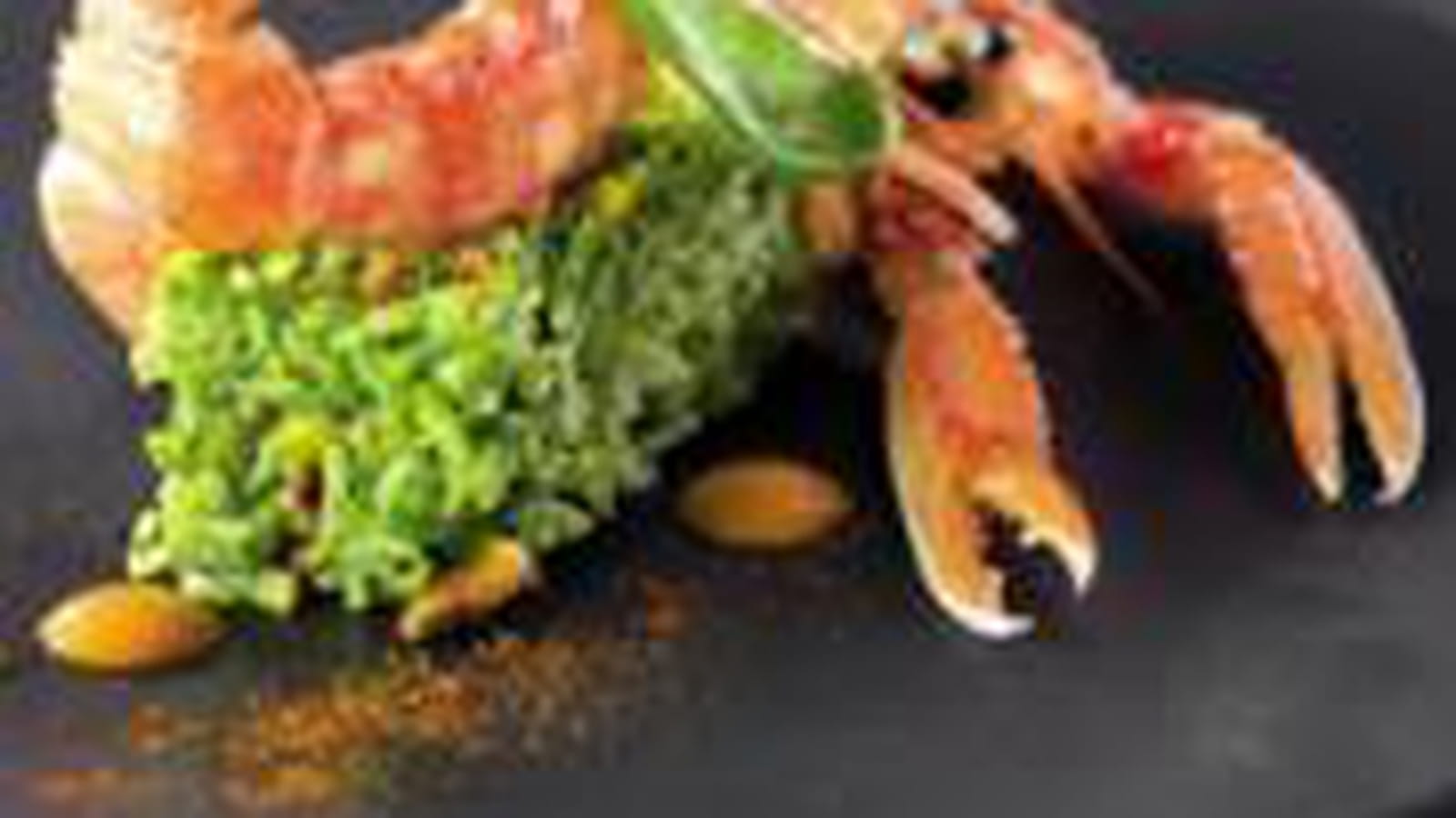 Langoustine à l'orange et riz vert