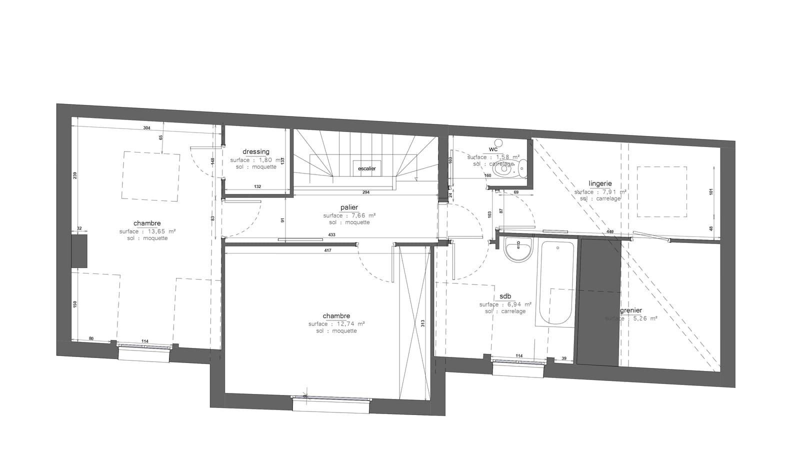 Plan existant R+2
