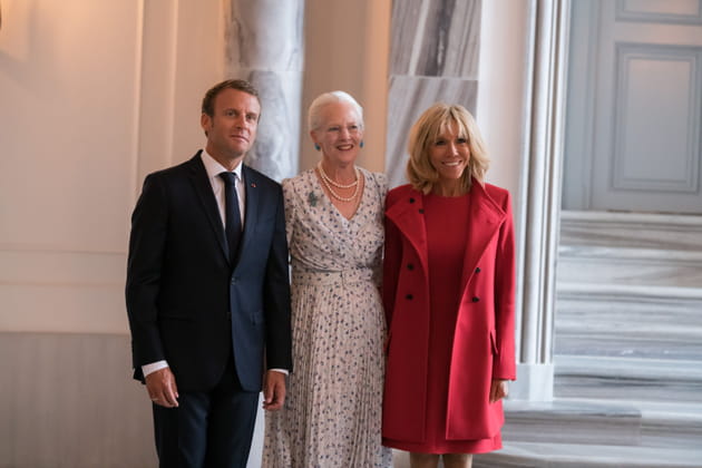 La reine Margrethe, entour&eacute;e du couple pr&eacute;sidentiel