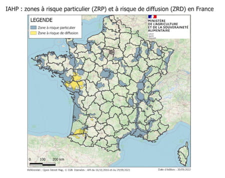 Map of France avian flu