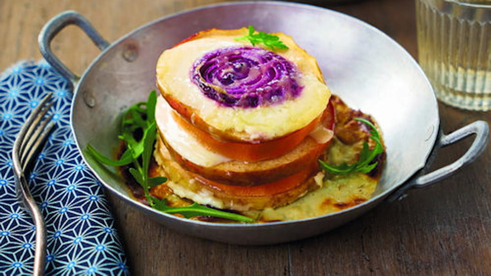 Duo de pommes Antarès® et patate douce en un millefeuille
