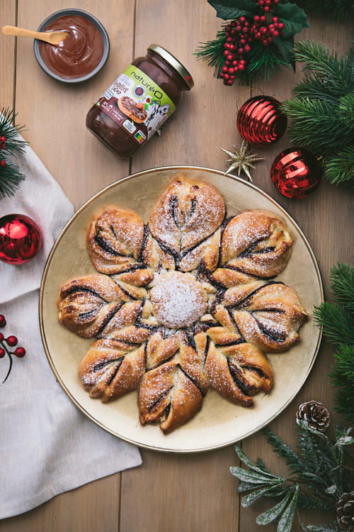 Brioche flocon de neige à la pâte à tartiner noisettes cacao