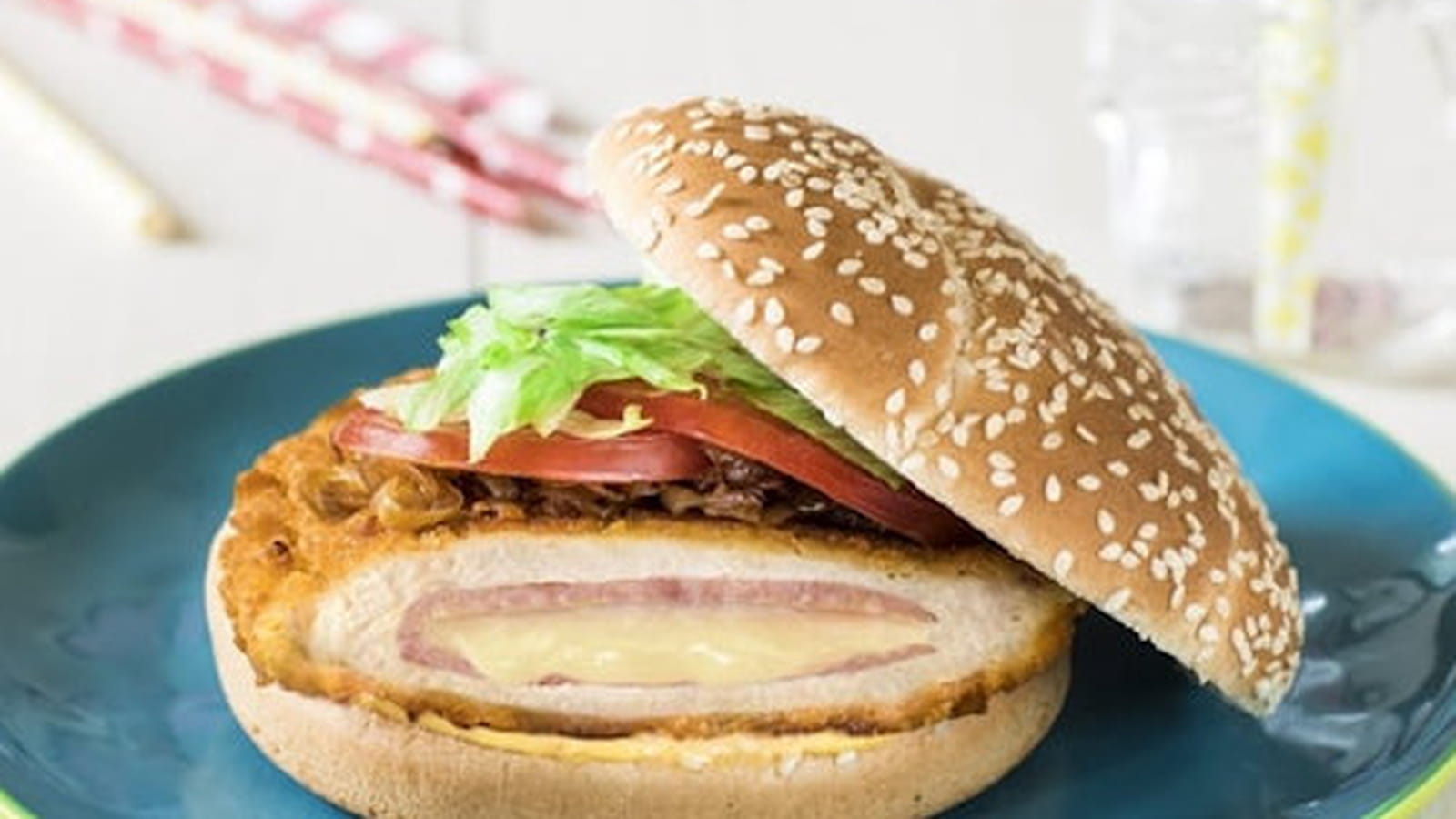 Cheese burger revisité au Cordon Bleu de poulet Père Dodu