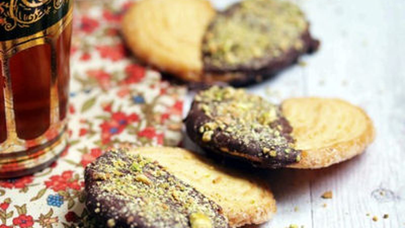 Palmiers chocolat et pistaches concassées