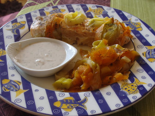 Saumon en papillote et ses légumes