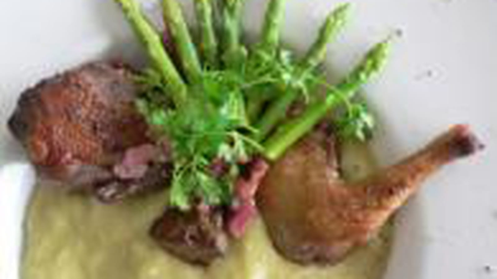 Pigeonneau purée asperges