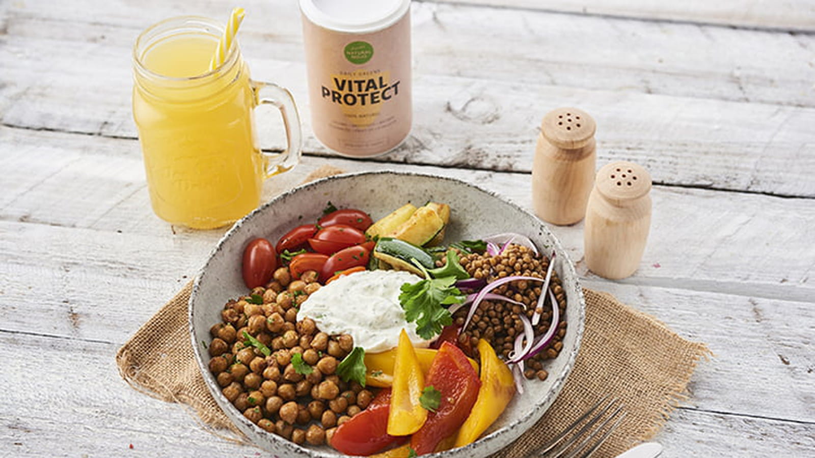Légumes grillés avec lentilles