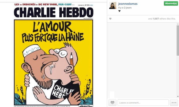 Jeanne Damas soutient Charlie Hebdo
