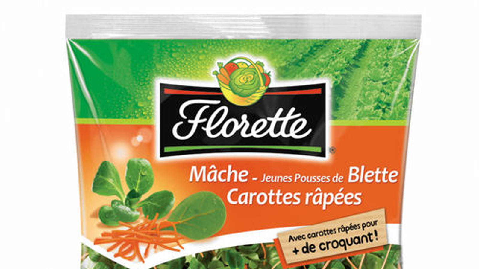 Mâche, jeunes pousses de blette et carottes râpées de Florette