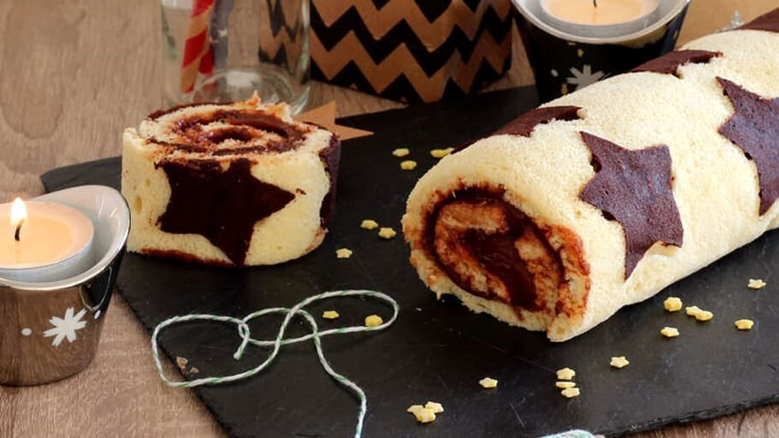 Gâteau roulé étoilé au chocolat