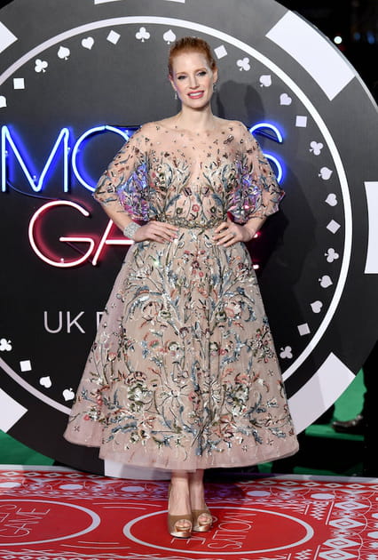 Jessica Chastain en robe en tulle fleurie