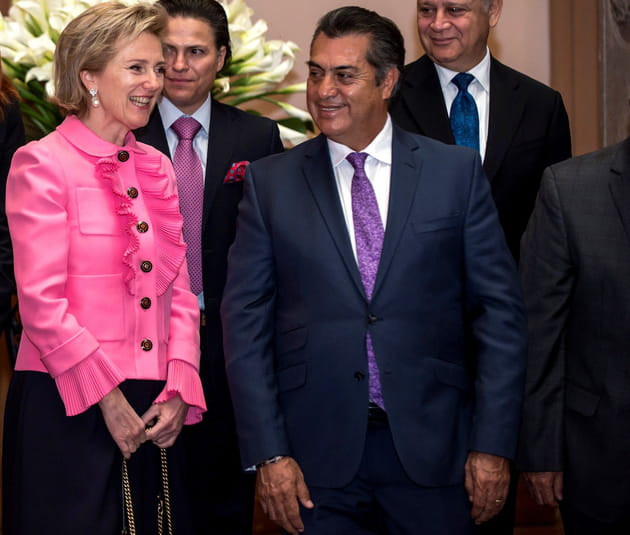 Astrid de Belgique lors de sa rencontre avec le gouverneur de Nuevo Leon, Jaime Rodriguez Calderon